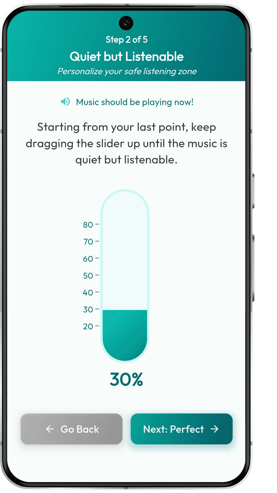 Personal calibration setup screen